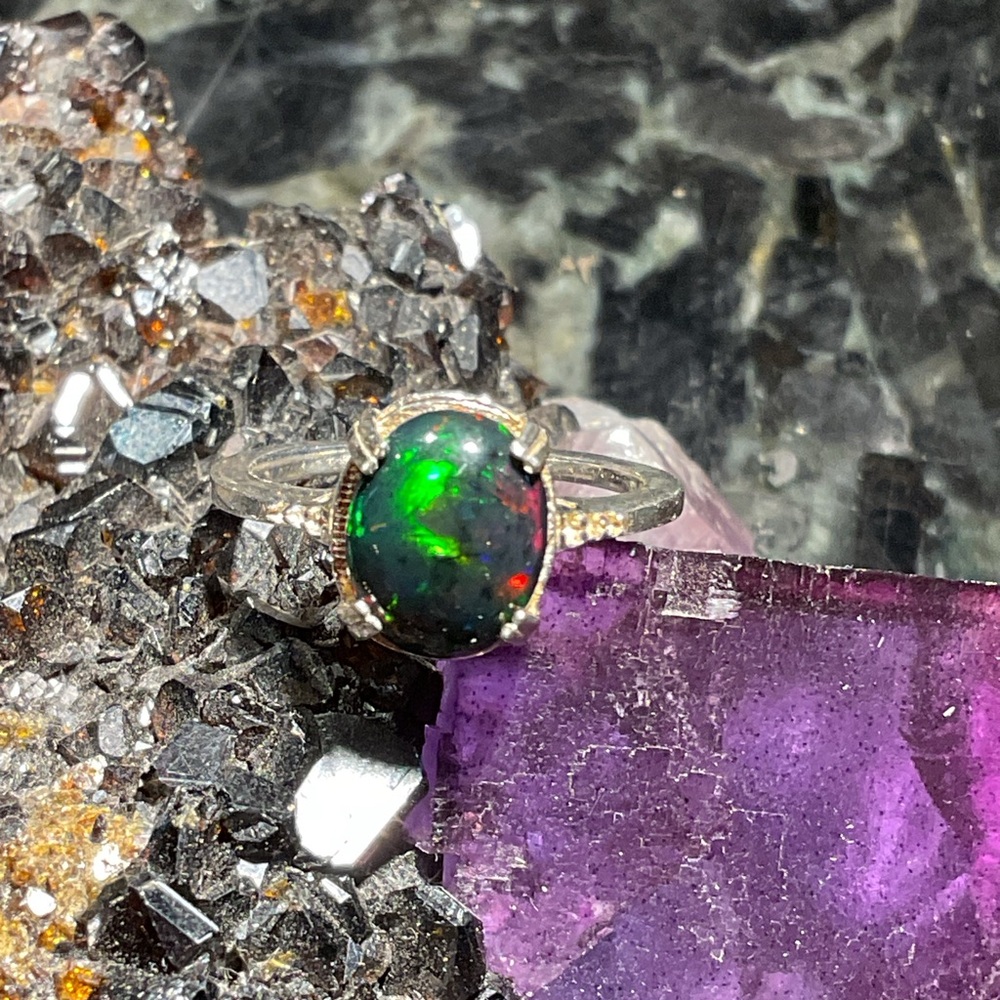 Black Opal .925 Silver Ring